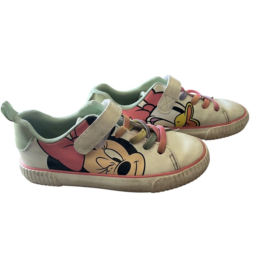 H&M Disney Minnie Mouse Daisy Duck Rainbow Lace Sneakers White Kids US 12.5